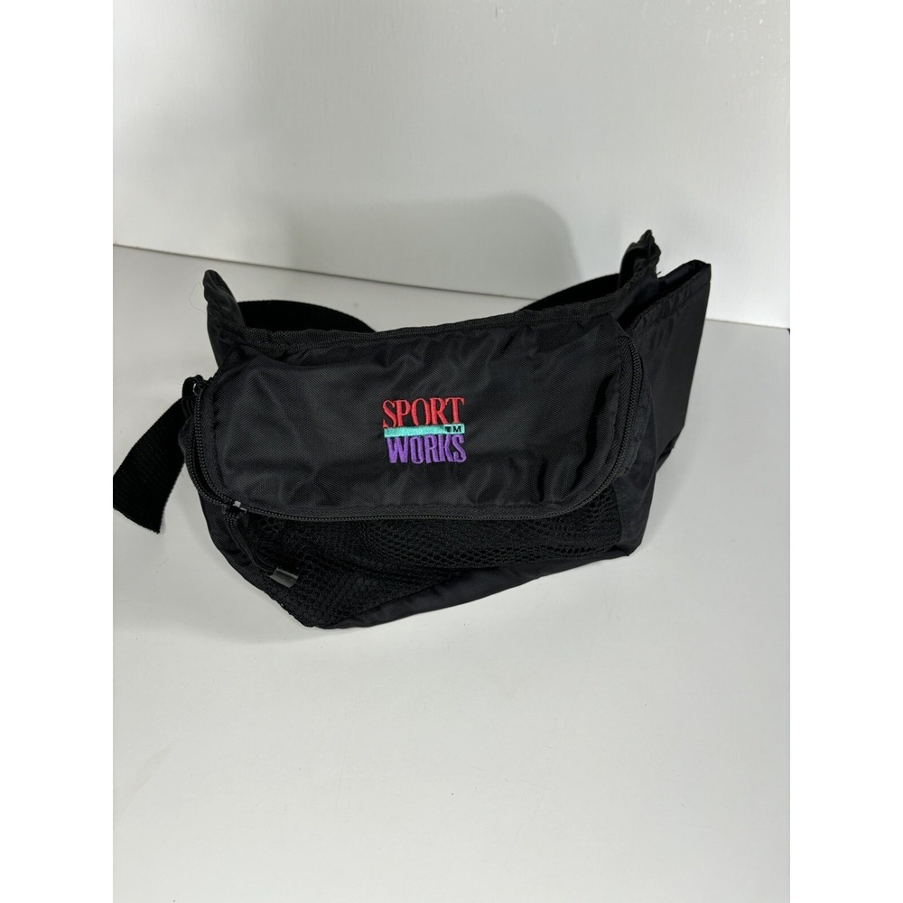 Vintage Sport Works Waist Bag Fanny Pack Black Cup Holder